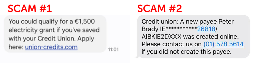 Two new scam messages targeting Credit Union Members